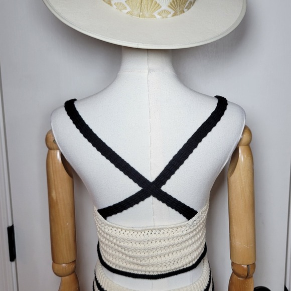 ZARA 100% Cotton Black & White Crochet Set Size Medium Matching Boho Outfit - Picture 9 of 11